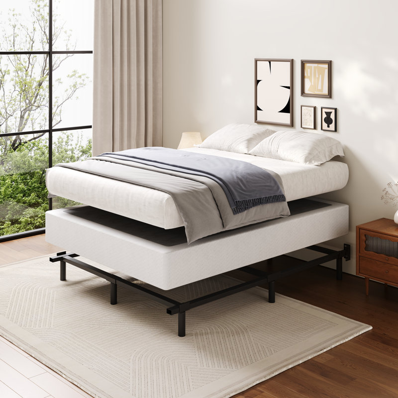 Sommier à tapissier de 9 pouces pour lit California King, sommier robuste de 3800 lb, base de matelas en métal avec housse en tissu, montage facile sans outils, silencieux