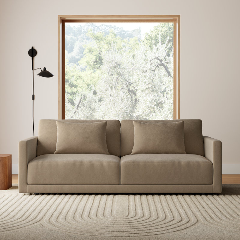 Kenji 84'' Upholstered Sofa, Latte Brown Velvet