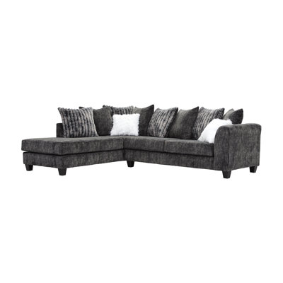 Canapé modulaire en L à dossier rembourré 2 pièces avec méridienne gauche - Gris anthracite galactique