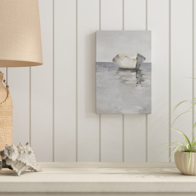 Boat on the Horizon I by Ethan Harper - Painting Print, Wrapped Canvas, 30cm H x 20cm W