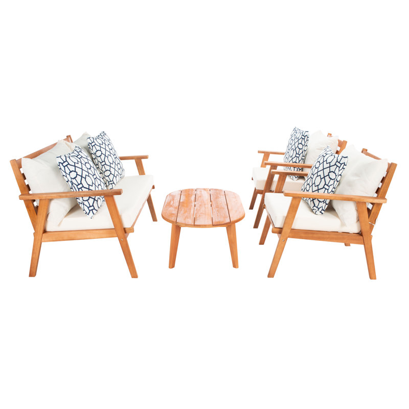 Aretta Acacia 4 - Person Patio Conversation Set with Cushions, Beige
