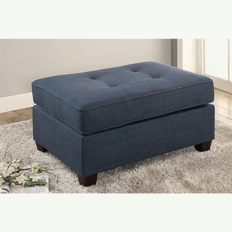 Terel Upholstered Ottoman, Dark Blue Fabric