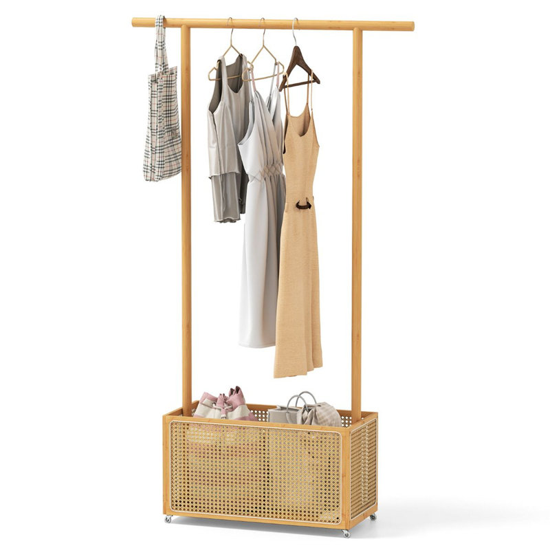 100cm Rolling Clothing Rack, Wood