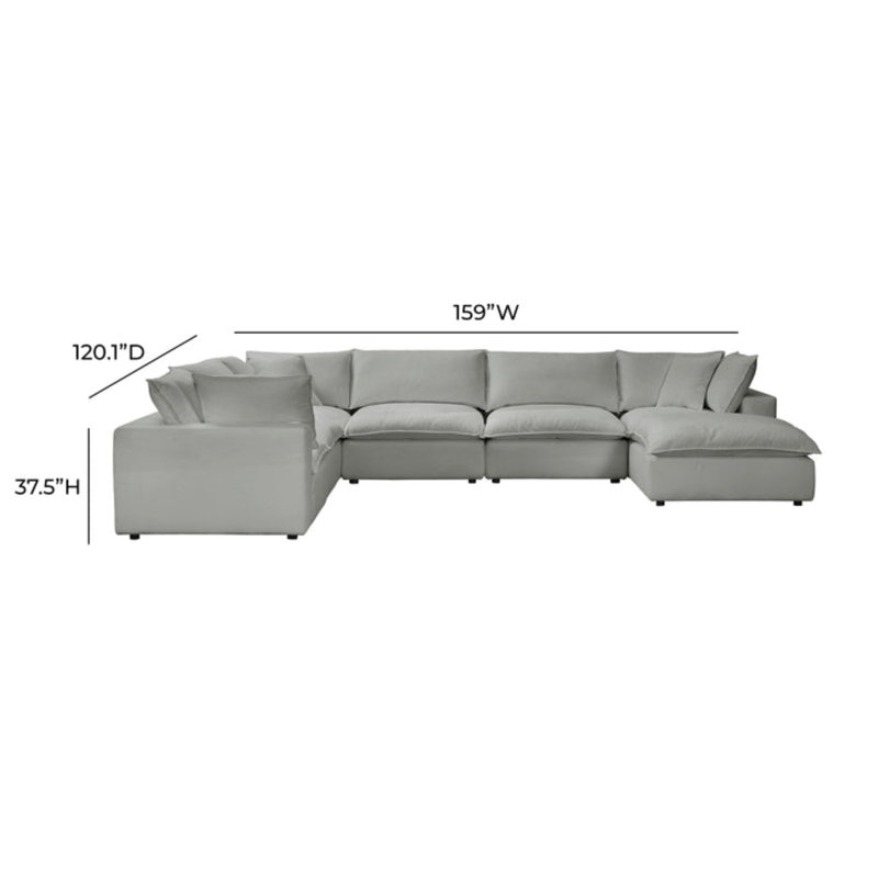 Canapé modulaire réversible de coin de 59 po avec repose-pieds Ellaria, Gris clair