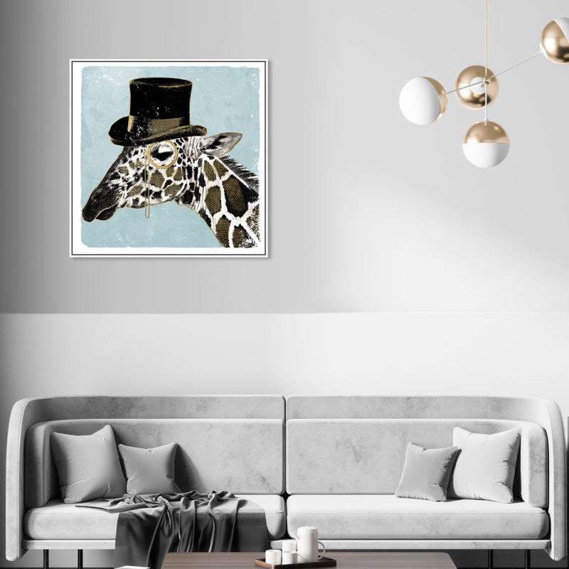 «Animals Gentleman Giraffe Zoo and Wild Animals», impression, Toile blanche encadrée, H 30 po x l 30 po x 1,5 po