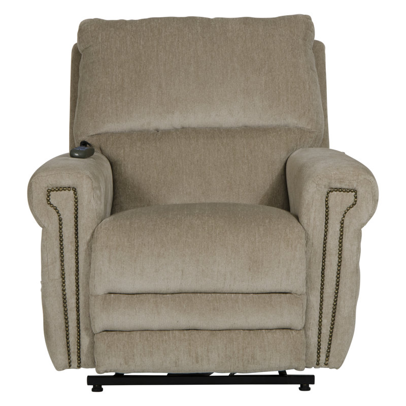 Warner Upholstered Recliner, Beige Chenille, Adjustable Headrest