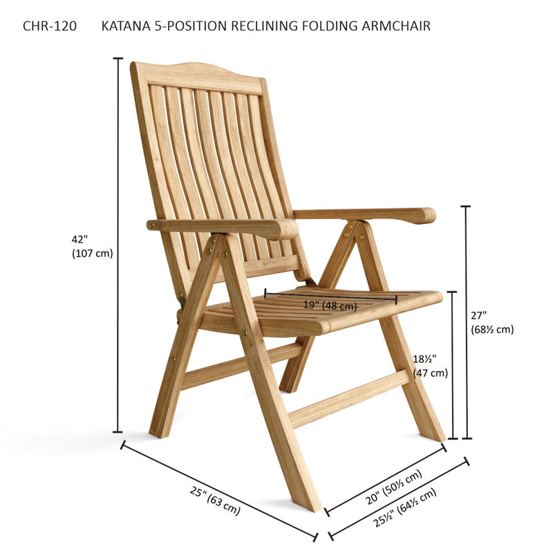 Folding Teak Patio Dining ArmChair