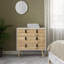 Commode 3 tiroirs avec poignées en métal, bois d'ingénierie, finition multicolore, grand espace de rangement pour la chambre à coucher ou le salon, largeur 31,5