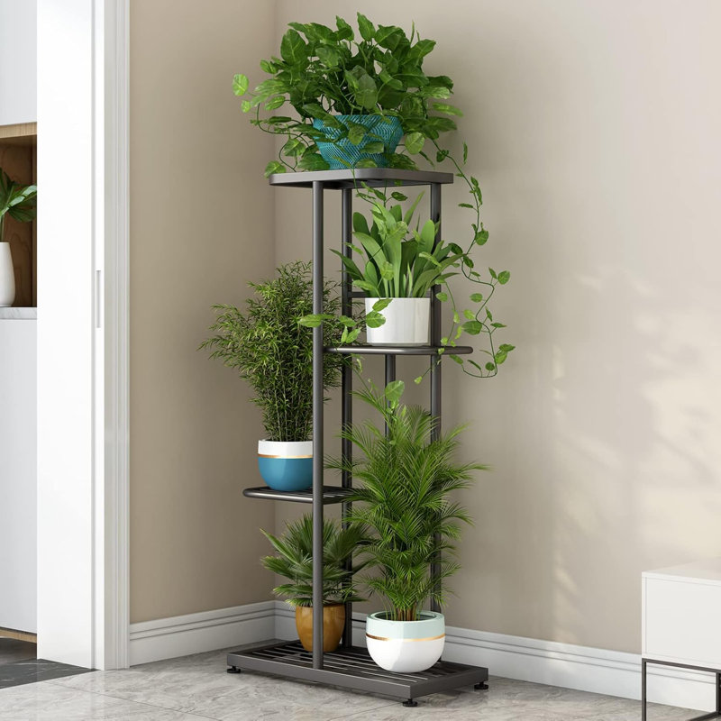 Support à plantes à 4 niveaux pour l'intérieur et l'extérieur, Gris