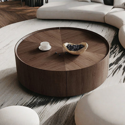 Round Coffee Table with Oak & Steel