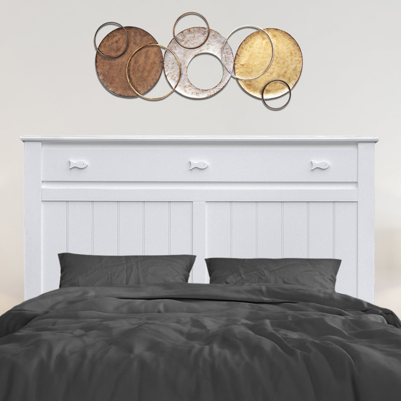 Remer Fishtails Remer Panel Headboard, King, White/Gray