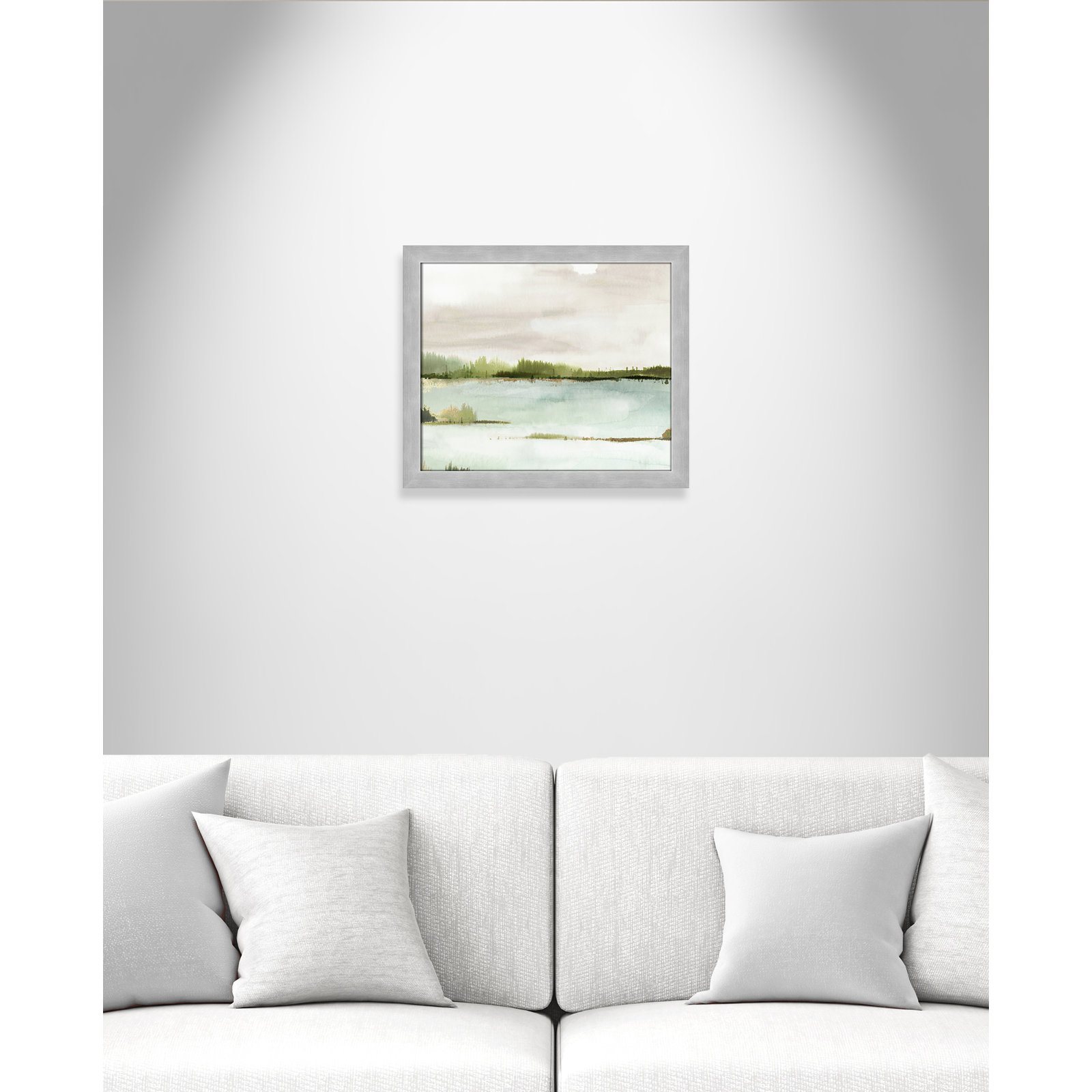 Adamsville "Silent Lake" Painting, 17" H x 20" W x 1.12" D, Matte Silver Framed