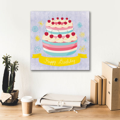 Toile épique «Bday Cake» par Erin Clark, graffiti épique, 18 po x 18 po