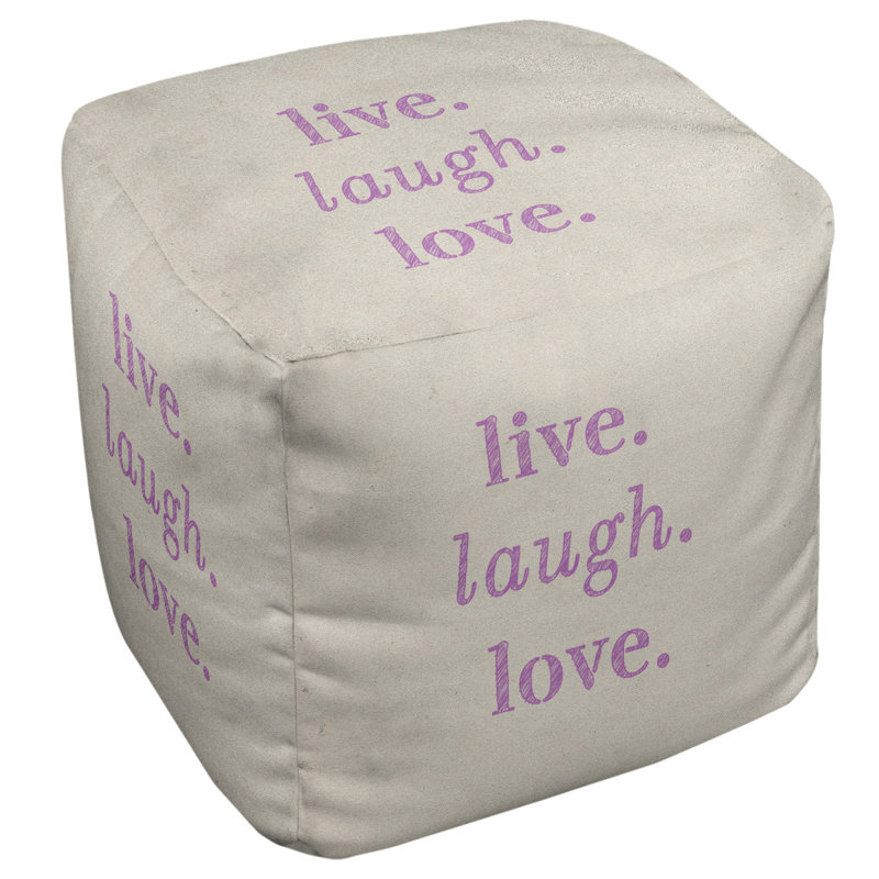 Upholstered Ottoman, White/Violet