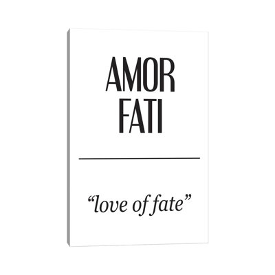 Art textuel sur toile tendue, significations latines - Amor Fati par Pixy