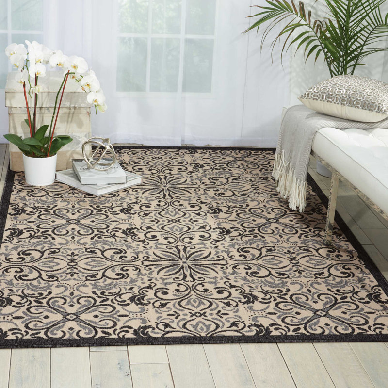 Giovannella Damask Indoor / Outdoor Rug, Runner 2'3" x 7'6"