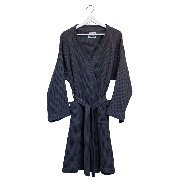 Peignoir 100% coton gaufré Diann, G / TG, Gris foncé