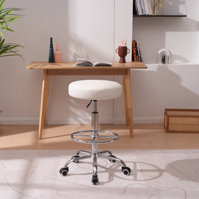 Tabouret de dessin réglable en hauteur avec roulettes verrouillables par gravité, siège et repose-pieds en similicuir