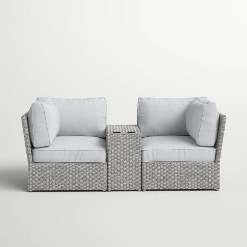Fully Assembled 2-Person Wicker Patio Sofa Seating Group With Cushions