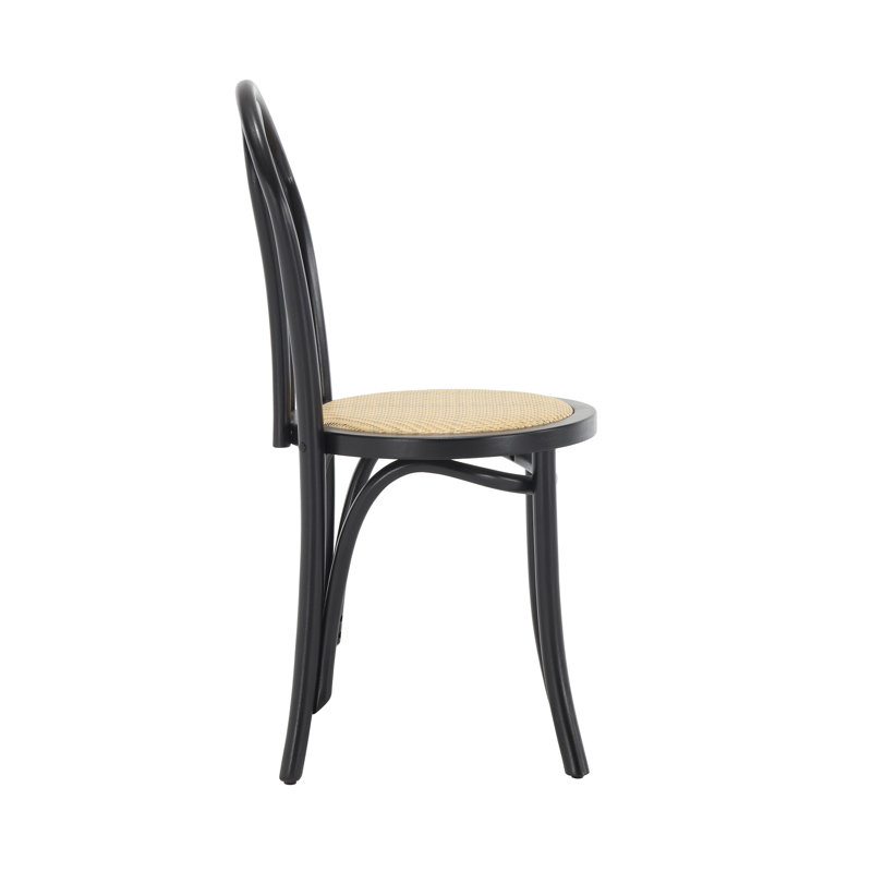 Chaise de salle à manger en rotin avec structure en bois massif, style français, idéale pour la salle à manger ou la cuisine. Aucun assemblage requis.