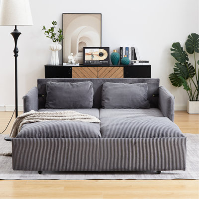 31 canapés-lits réglables avec lit escamotable, velours côtelé doux, 2 coussins et poches latérales pour l'ajustement du velours côtelé à la maison, dispositif escamotable, rangement