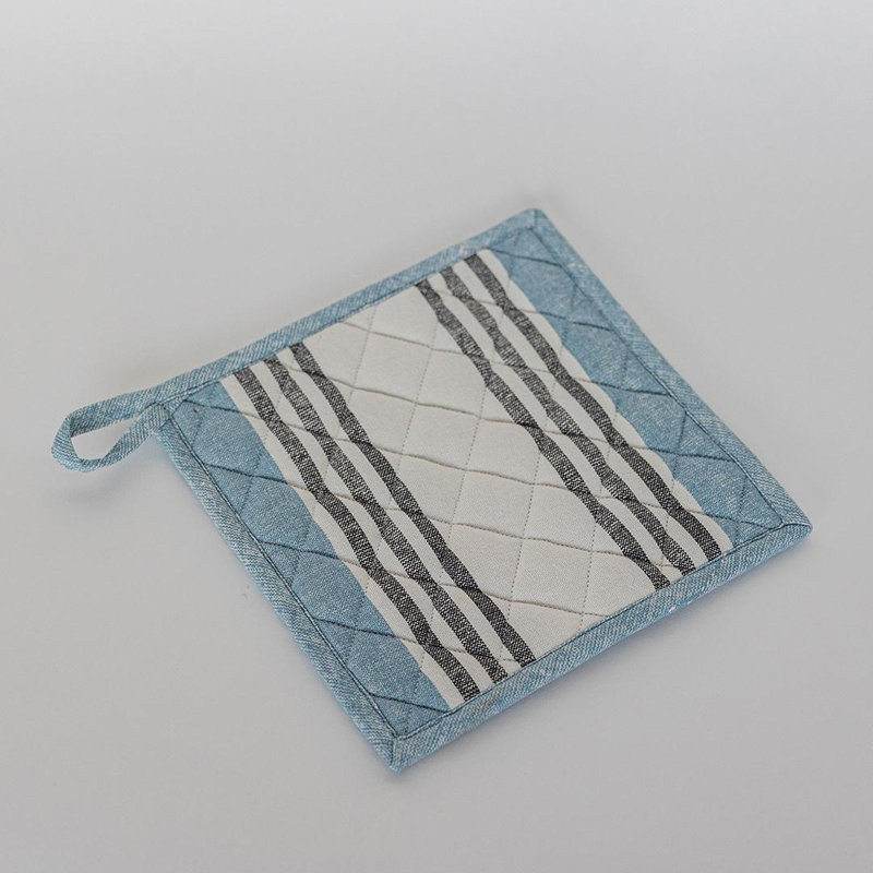 Support à casserole rayé en coton imprimé, Blue