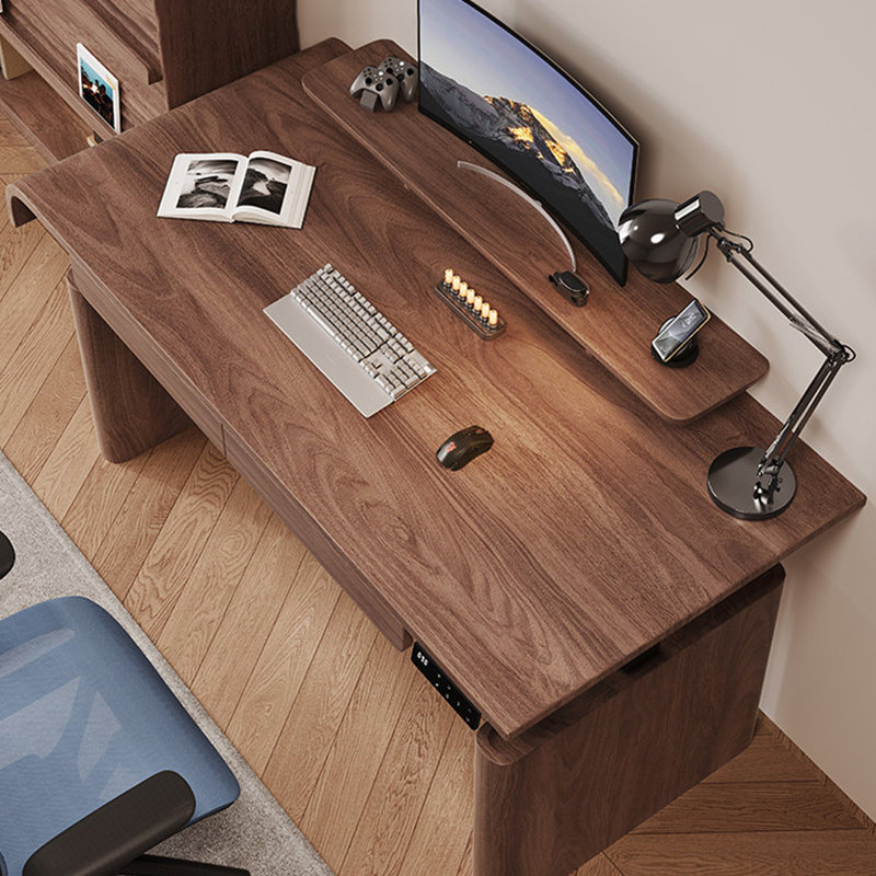 Bureau rectangulaire en bois massif avec tiroirs Nut-brown, H 47,24 po x l 55,12 po x P 28,35 po