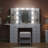 Milah Desk With Power Outlet, 11 Drawers Makeup Milah With Lighted Mirror, 3 Colors Adjustable, Glass Top Milah With Chair, 4 Shelves And Fold-Up Panel, Milah Set For Bedroom, Dressing Room-1185735538