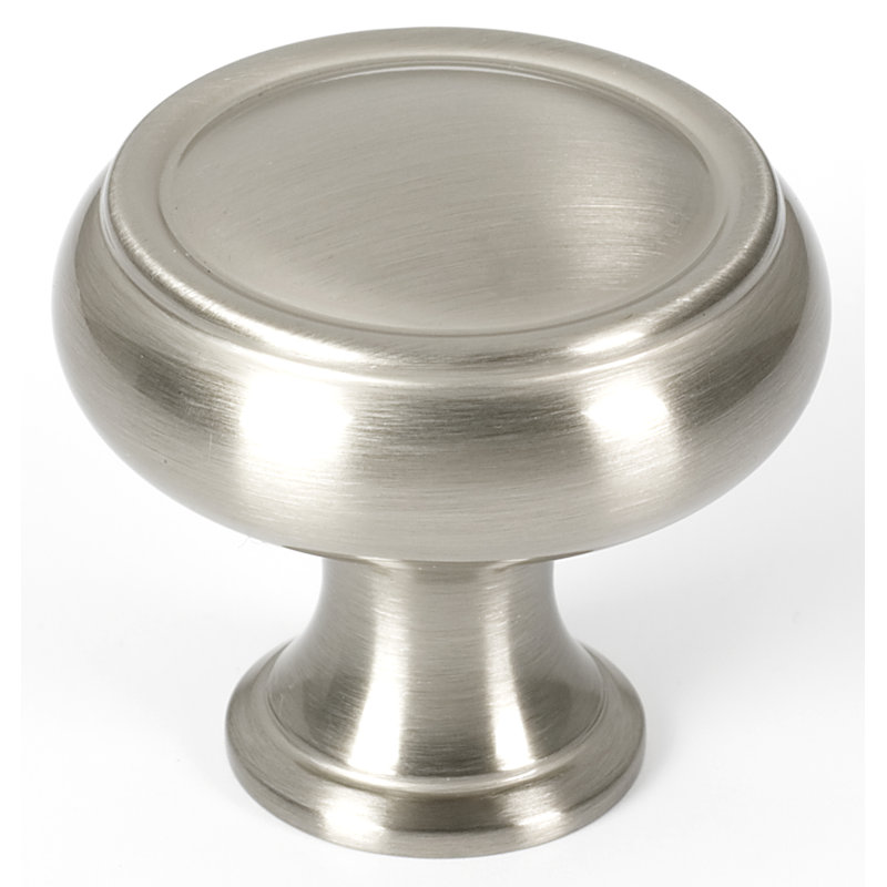 Poignée champignon, H 1,25 po x l 1,25 po x P 1,125 po, Nickel satiné
