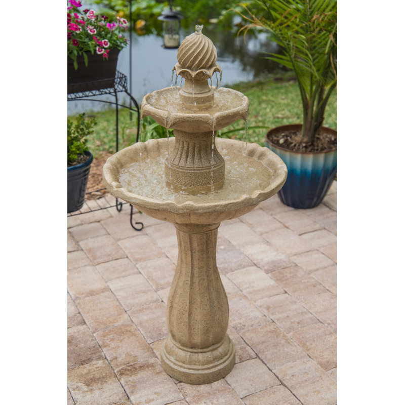 Frost 3-Tier Solar Floor Fountain - Sandstone