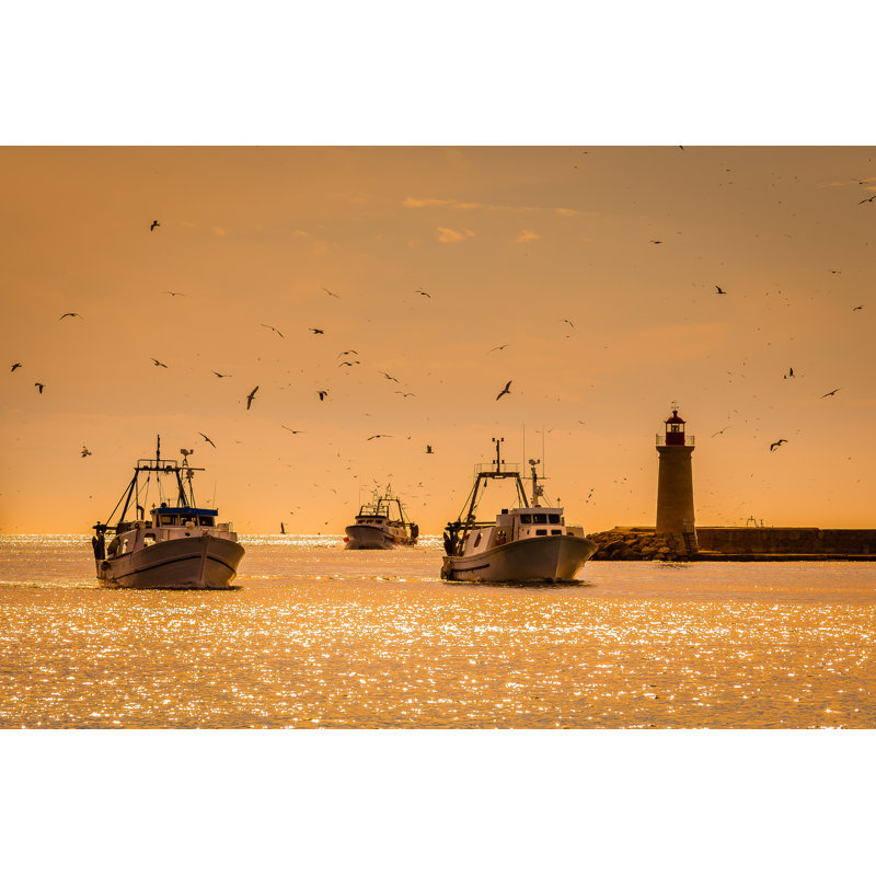 Lighthouse And Seagulls - Wrapped Canvas Print, 20cm H x 30cm W