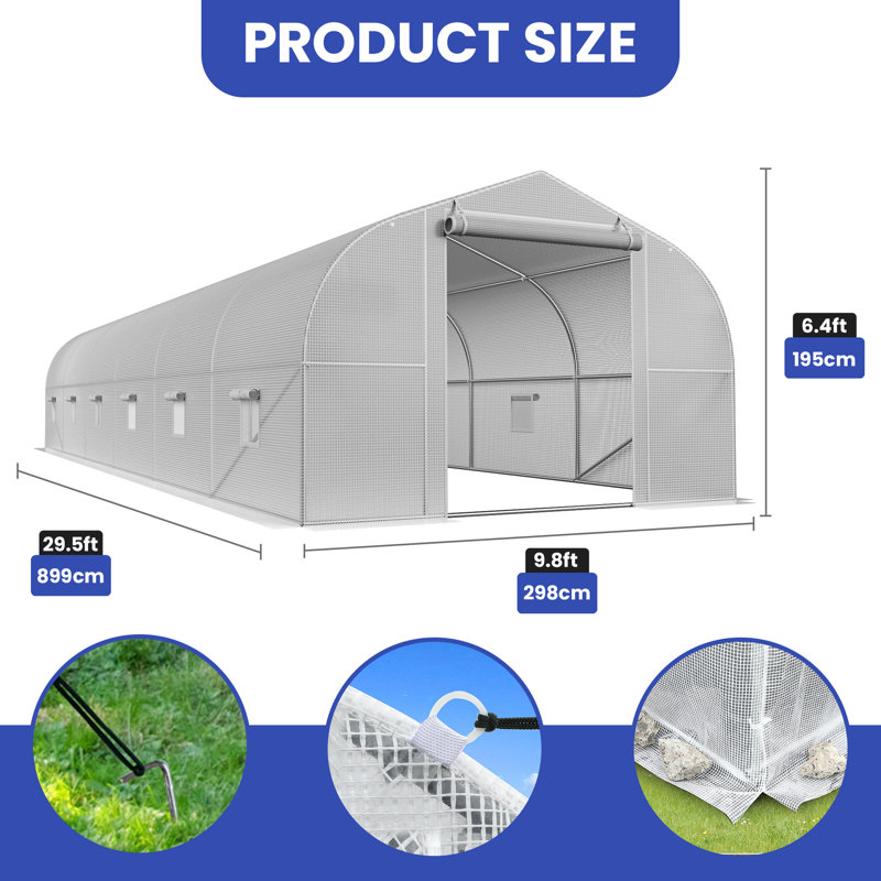 Serre, H 76,8 po x l 117,6 po x P 354 po, Blanc