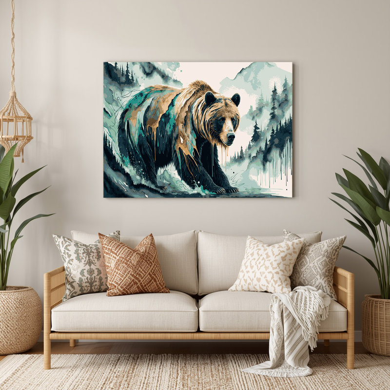Art mural en forme de faune avec ours vert, 16" H x 20" W