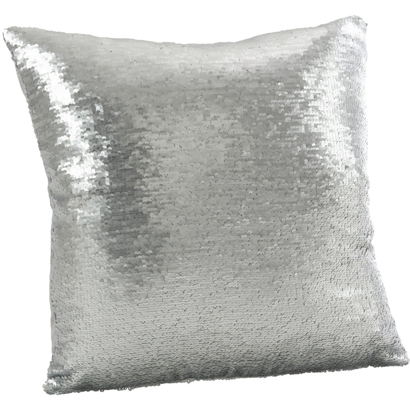 Sirun Sequin Mermaid Throw Pillow, Silver