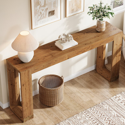 63" Solid Wood Console Table, Farmhouse Sofa Table Behind Couch For Entryway, Living Room, Foyer