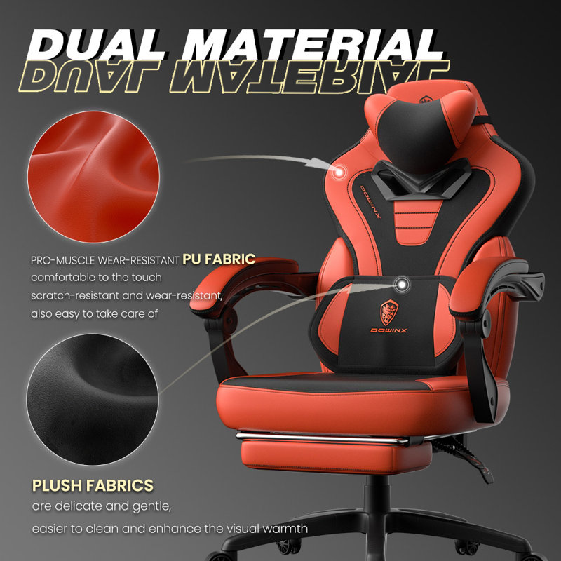 Big and Tall Gaming Chair with Footrest & Massage - Heavy Duty Ergonomic Computer Chair for Adults, Red, Red