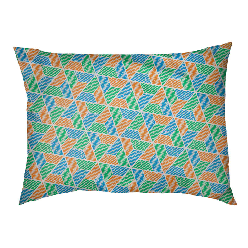 Coussin pour chien Byrge Trapezoids, Très grand (l 50 po x P 40 po x H 42 po), Vert / orange / bleu