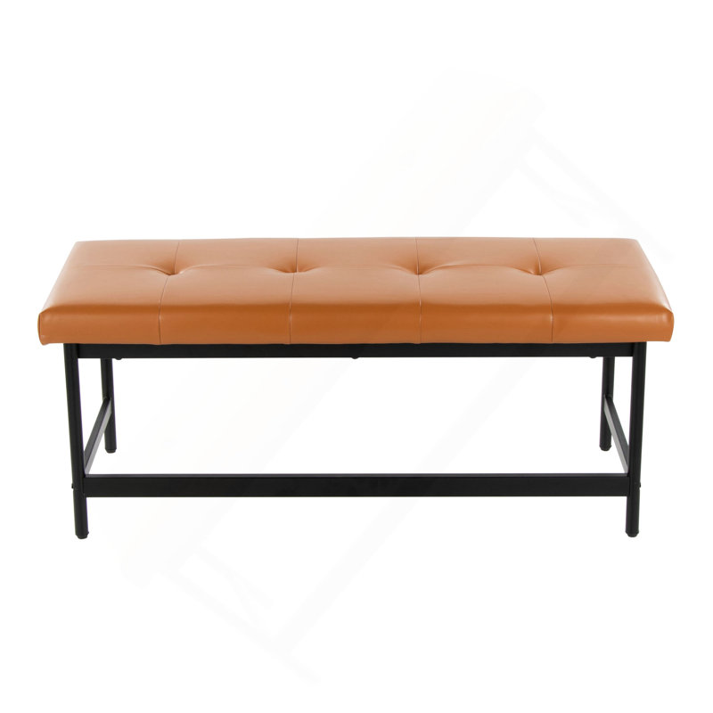 Banc en métal noir et similicuir, Chameau