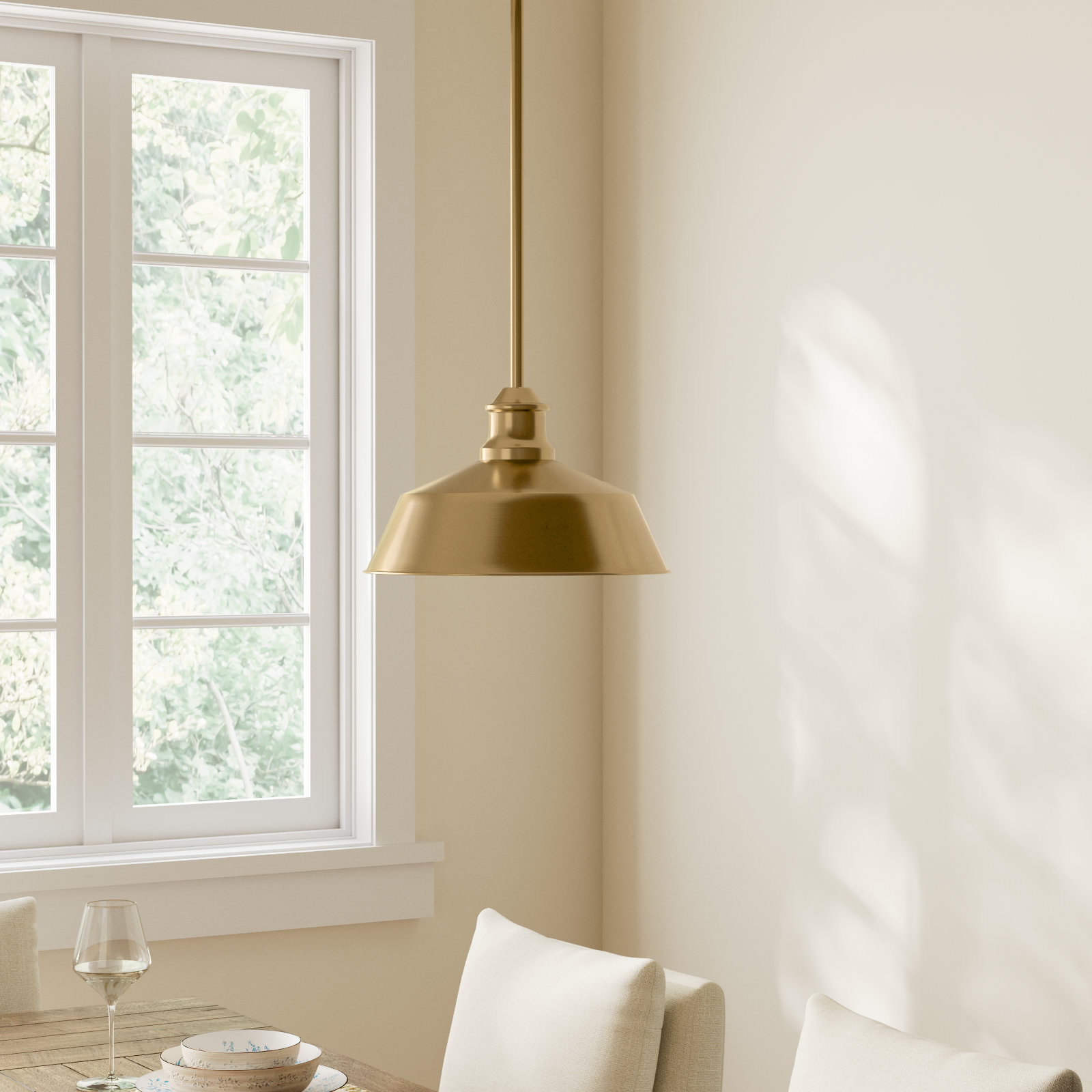 Jeb Single Light Metal Dimmable Pendant, Natural Brass