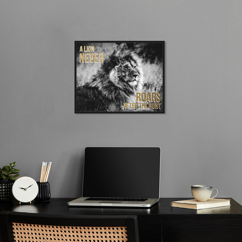 Lion Motivational Quote Canvas Print with Black Frame, 46" x 37"