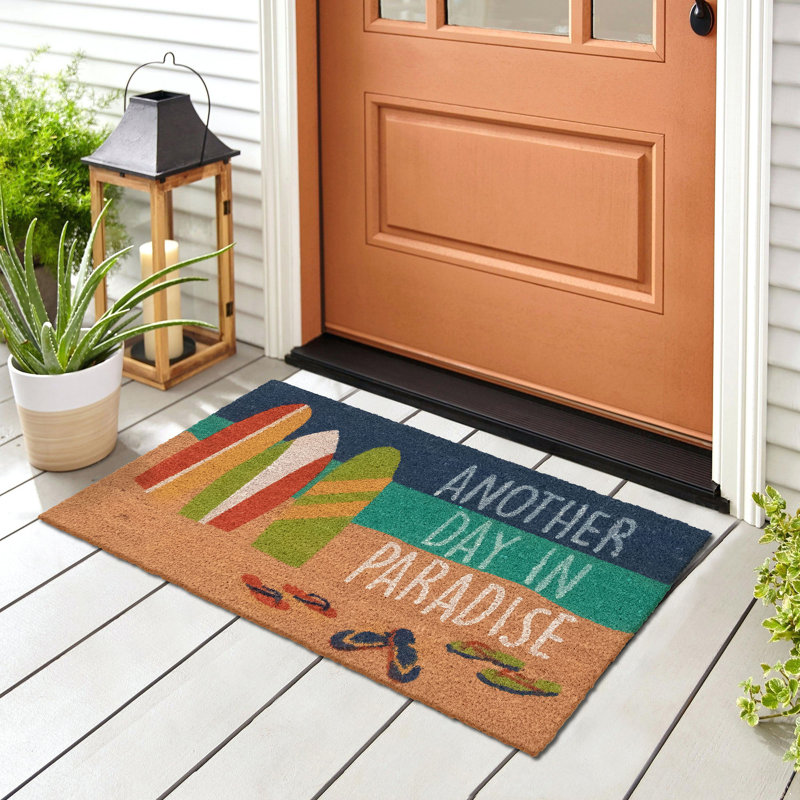 Tapis d'extérieur antidérapant Sedbergh, Bleu marine / bleu sarcelle / orange