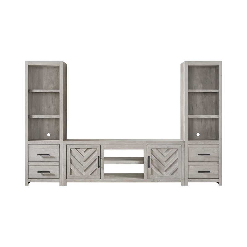 Meuble audio-vidéo 4 pièces avec console de télévision blanche 82 po McSherrystown, 26" H x 71" W x 16" D, No