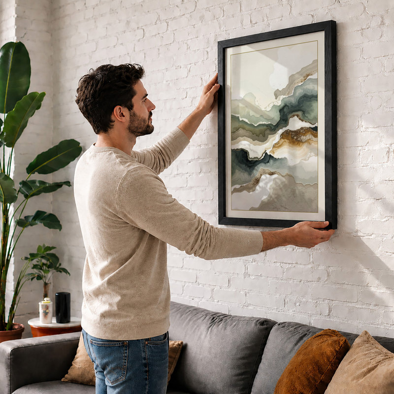 Layered Horizons Minimalist - Framed Print, A3 - 42.0 x 29.7 cm, Black