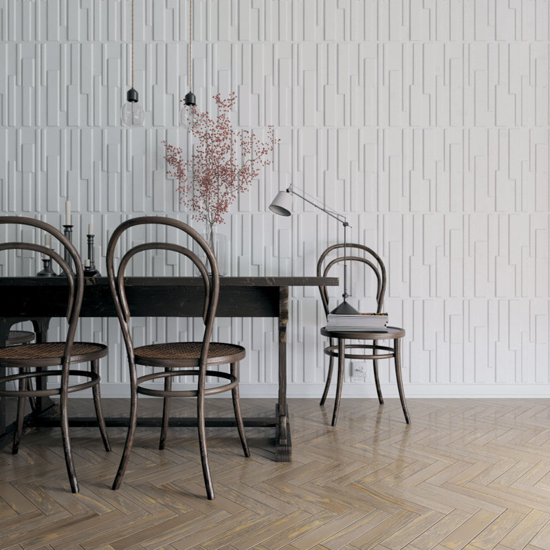 White Textured PVC 3D Decorative Wall Panels, 19.63" x 19.63" (Set of 50)