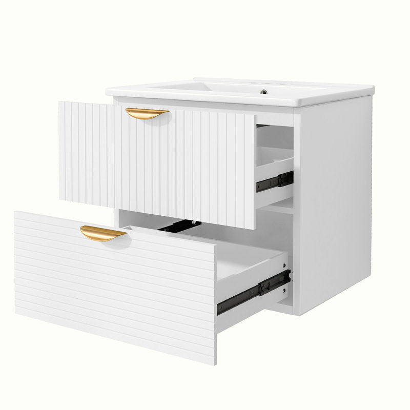 Meuble-lavabo mural moderne à 2 tiroirs