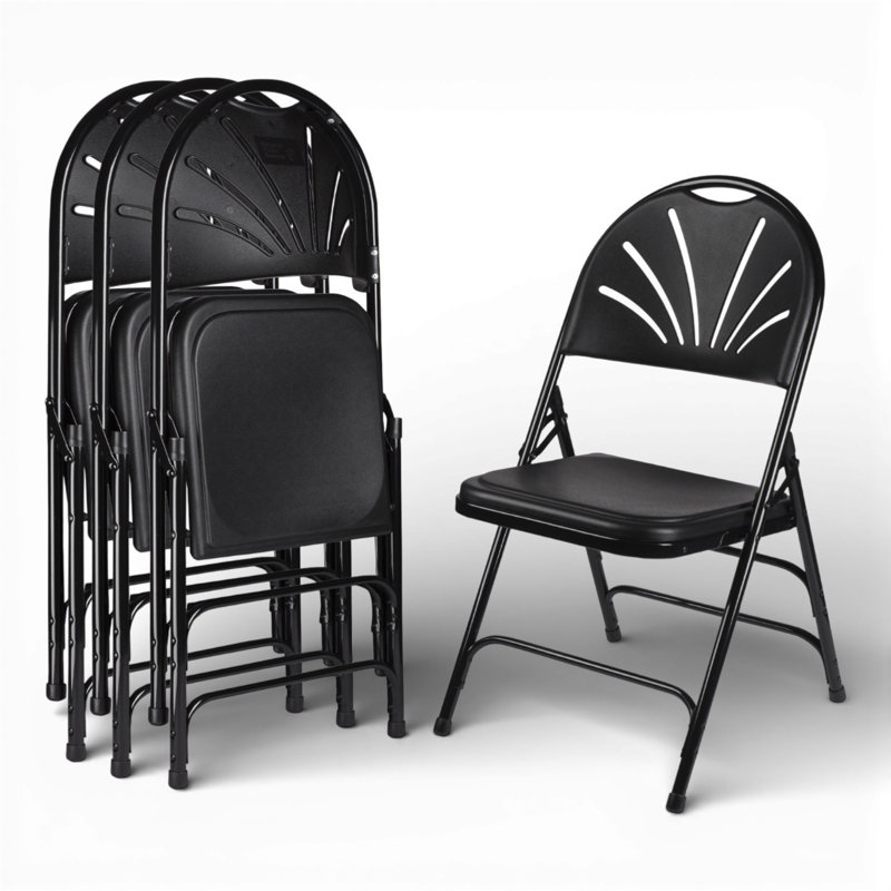 Hampden Furnishings Lusitano Plastic Stackable Folding Chair , Noir