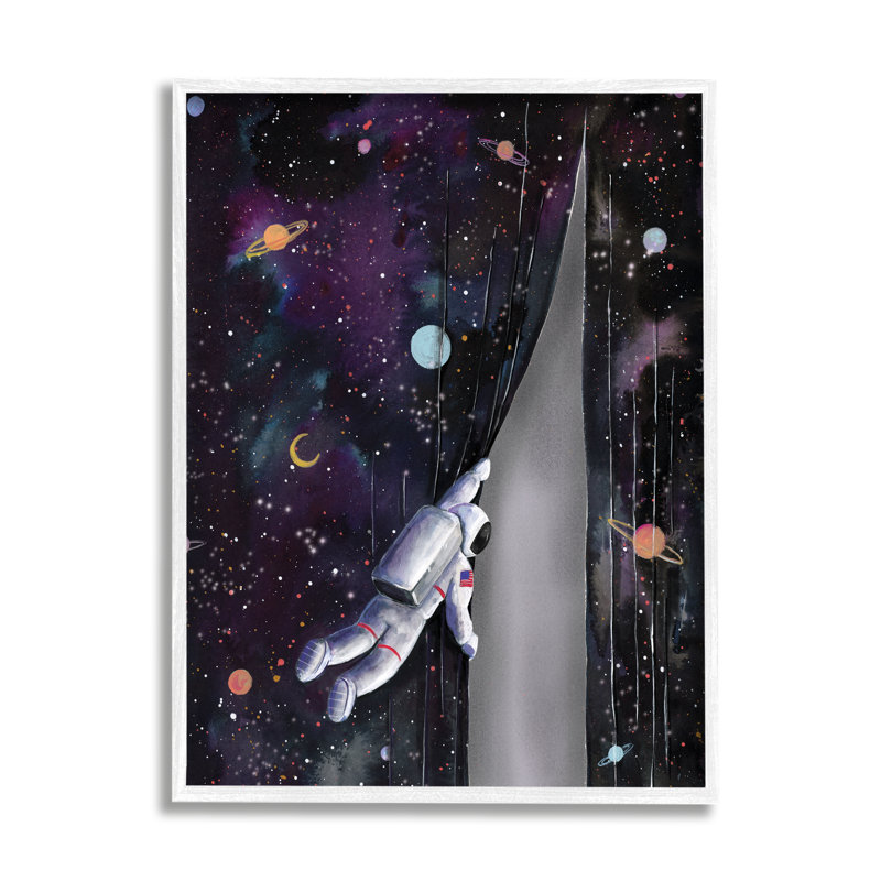 Astronaute, ouverture de la galaxie, univers surréaliste, planètes, étoiles par Rachel Nieman, L 16 po x H 20 po