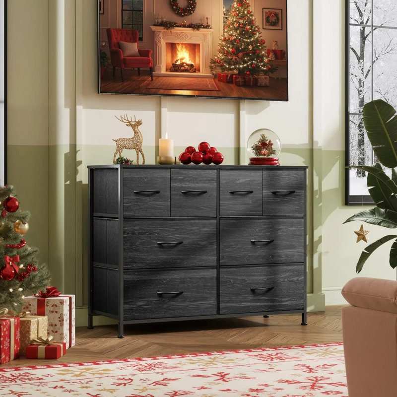 Commode pour chambre à coucher avec 8 tiroirs, commode de rangement large en tissu et commode pour le salon, le placard, le couloir
