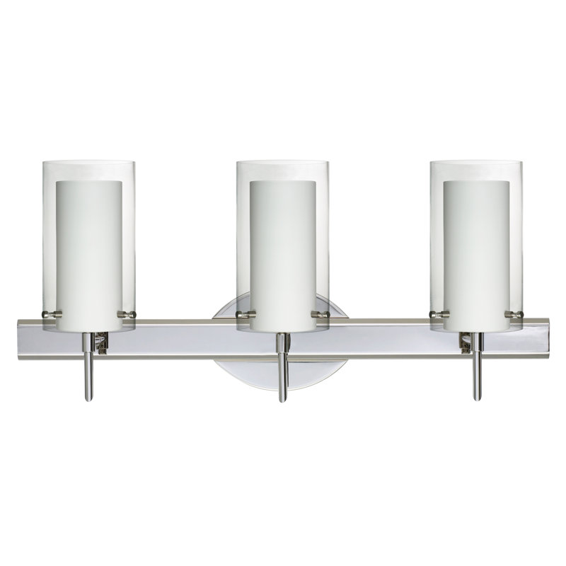 Éclairage pour meuble-lavabo 3 lumières Morena, Nickel satiné, Transparent / opale