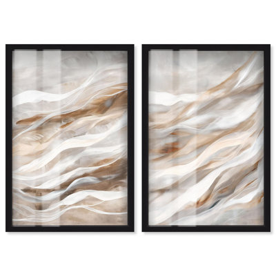Décoration murale Boho «Gleaming Swill Duo» par Art Remedy, cadre noir, 16 x 24
